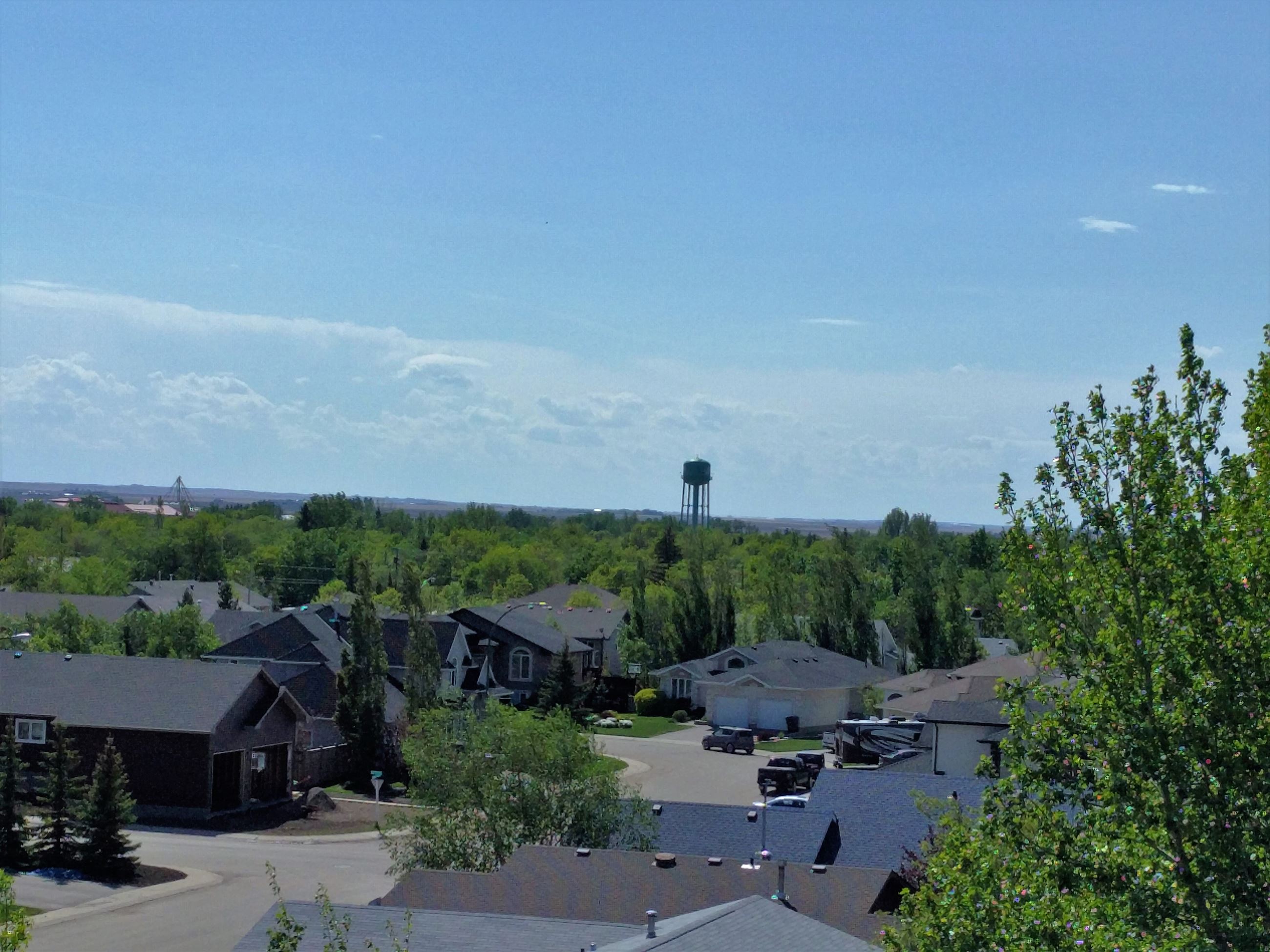 Image of Aerial View of Town and Water Tower