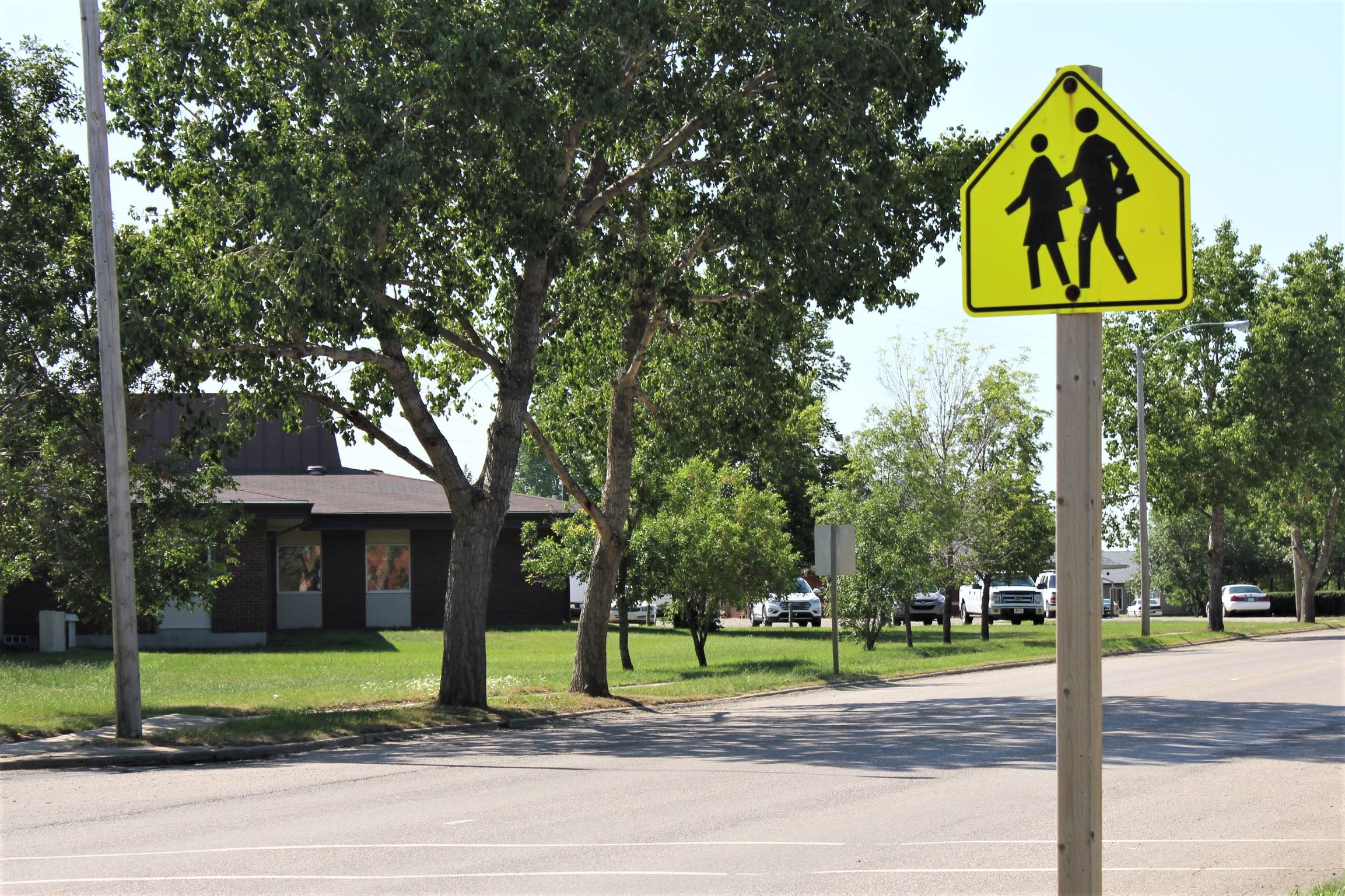 Image of crosswalk in front of Rosetown Central High School